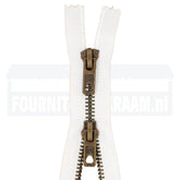 Rits dubbel deelbaar | Opti | metaal M60 brons | 75 cm | 009 wit Rits OPTI-DD-M60-BRONS-75-CM-009-WIT - Fourniturenkraam.nl